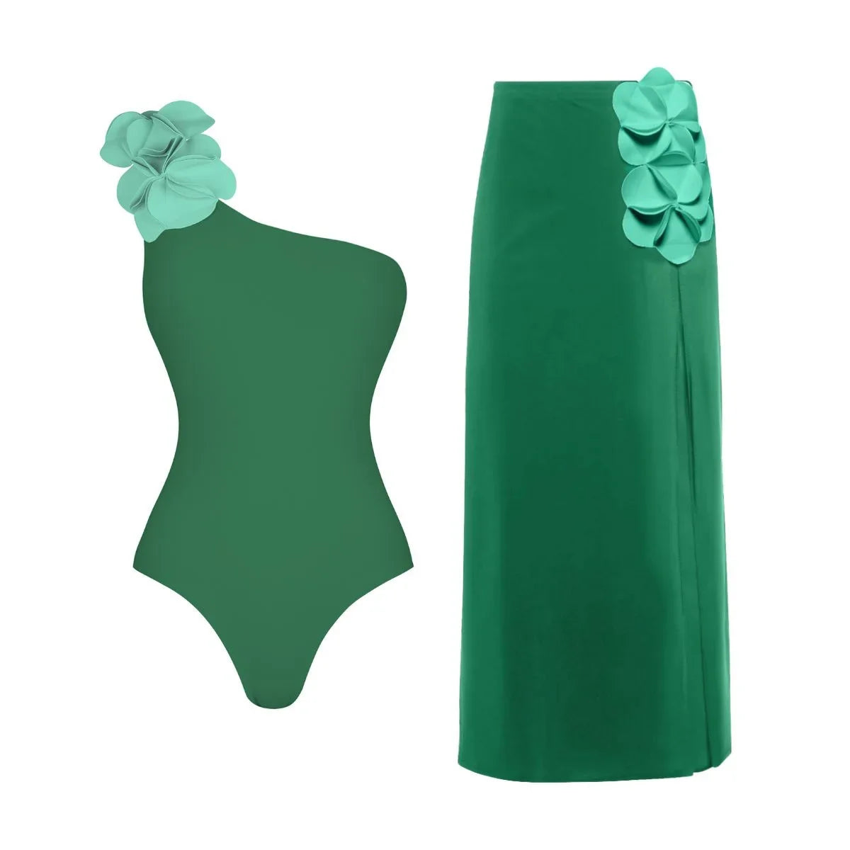 2Pcs Laser Flower Swimsuit Sexy Women Bikini Bandeau Biquini Female Push Up Swimwear Ptachwork Bathing Suits Bodysuit Beachwear
