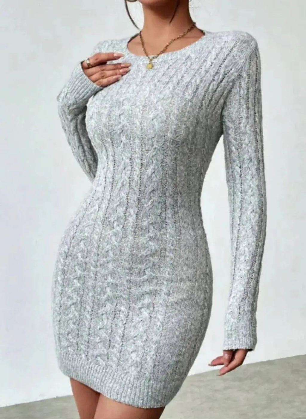 Niche Knit Crew Neck Mini Dress