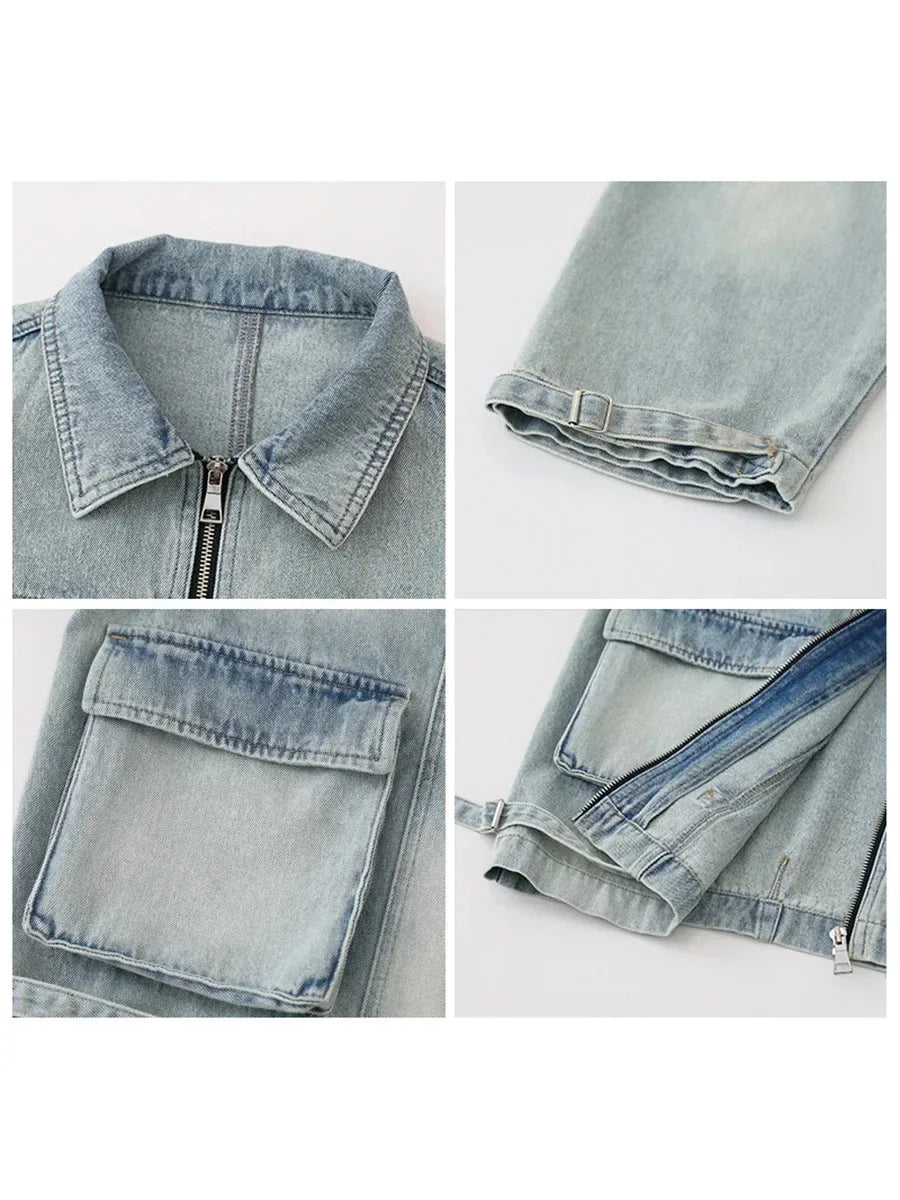 Loose Casual Blue Denim Jacket Spring Autumn Outerwear