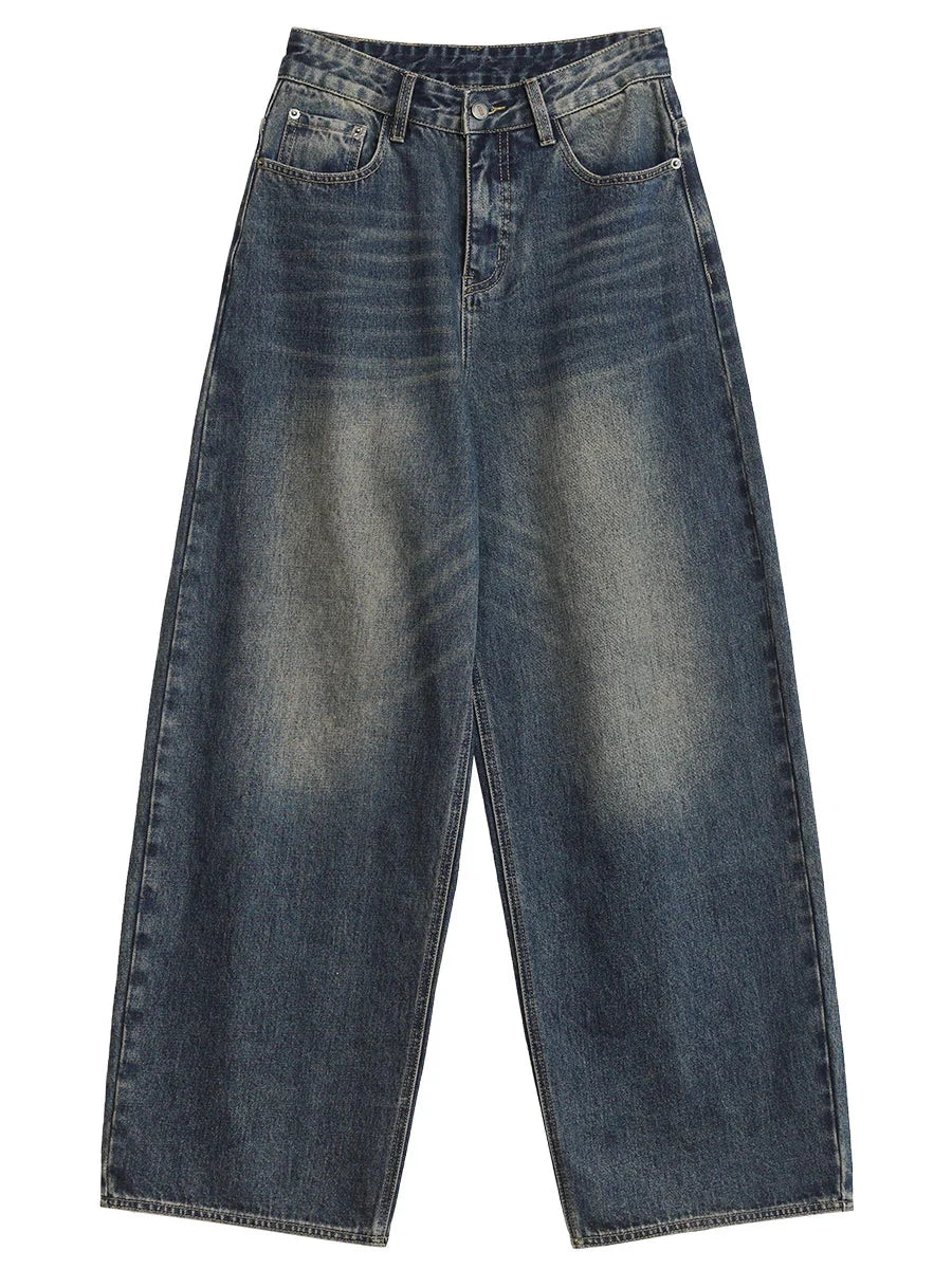 Plus Size Retro Wide Leg Jeans Spring & Autumn Denim