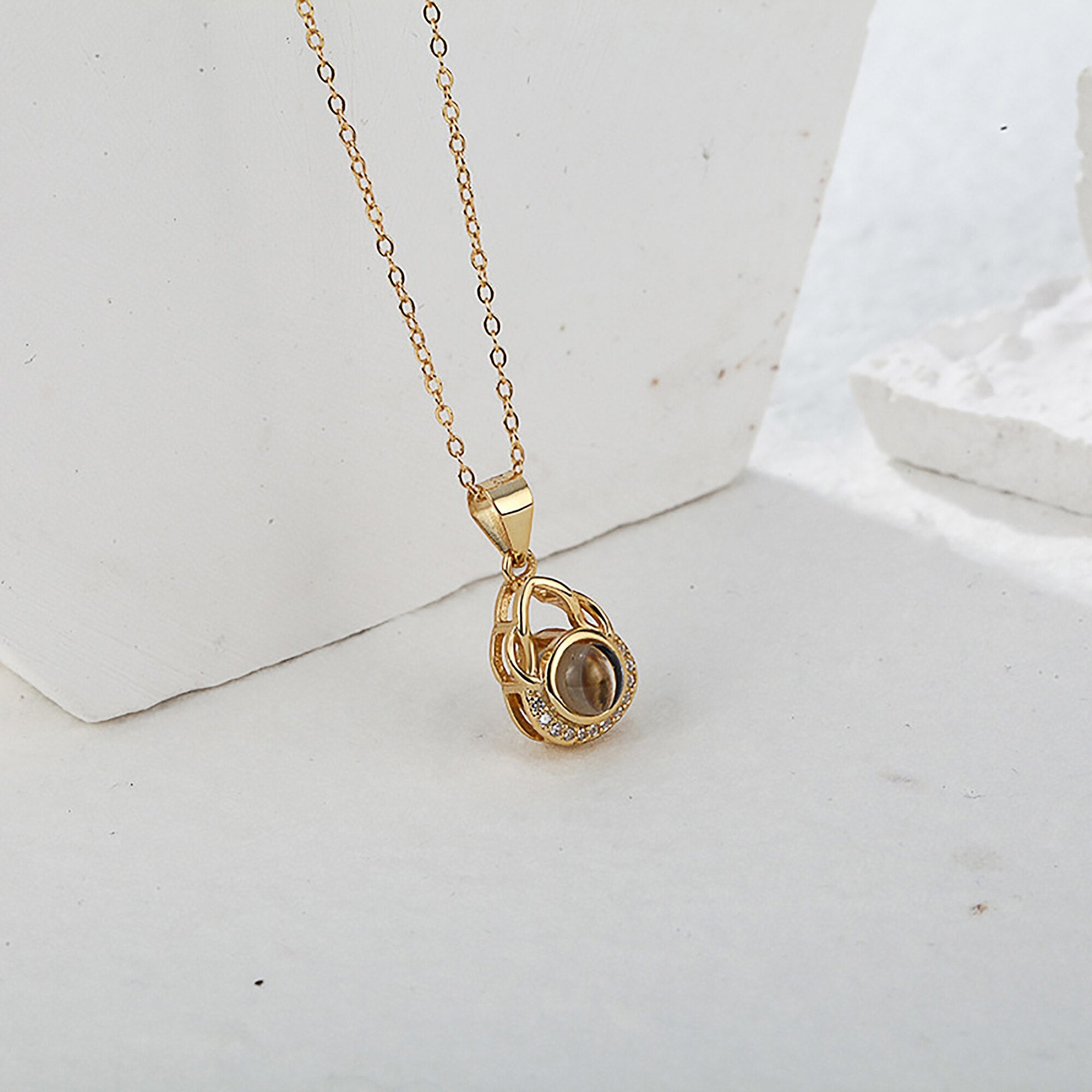 Valentine's Day Gift Photo Custom Projection Necklace Simple  Shaped Projection Necklace