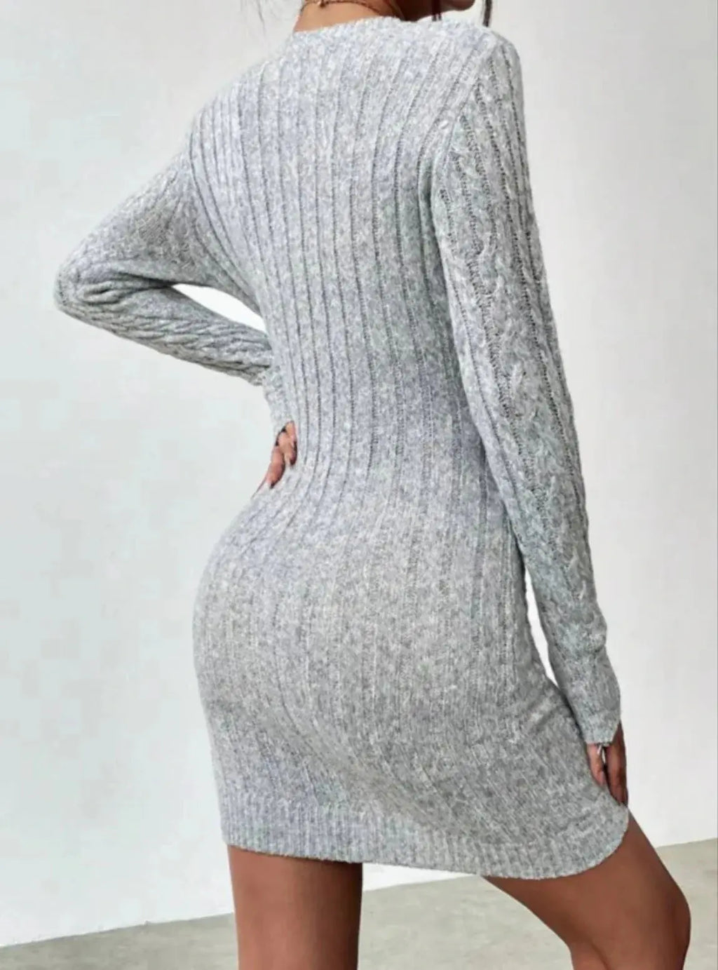 Niche Knit Crew Neck Mini Dress