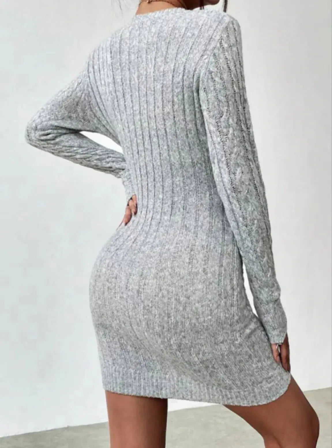Niche Knit Crew Neck Mini Dress
