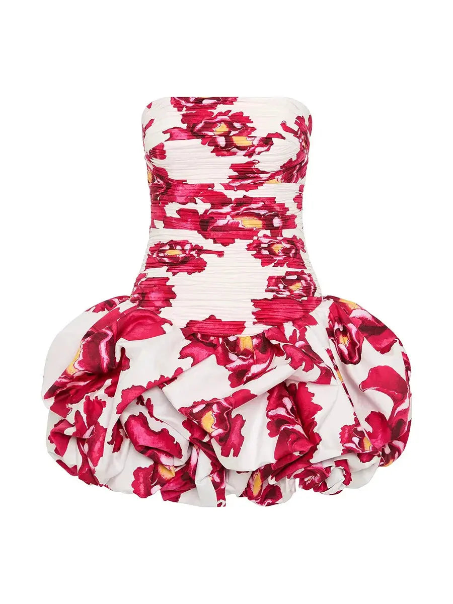 Ruffled Slash Neck Mini Dress