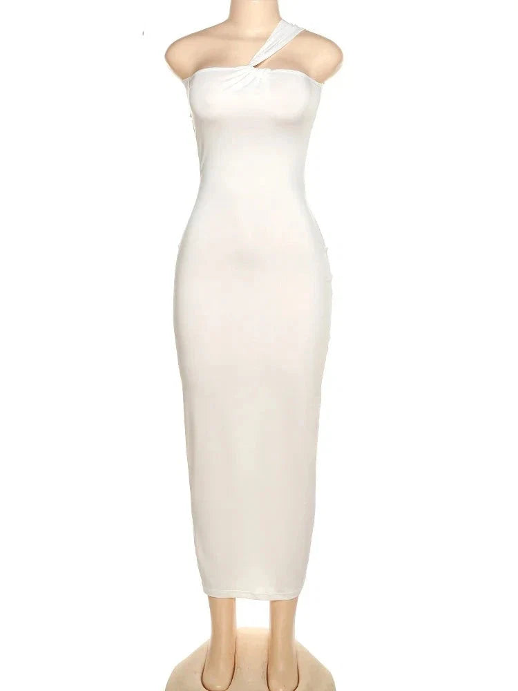 Hollow Sexy Cross Ruched Chic Design Sleeveless Skinny Stylish Bodycon Dress