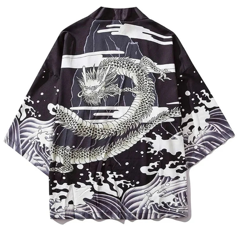 🐉 Summer Japanese Style Anime Dragon Print Haori Yukata