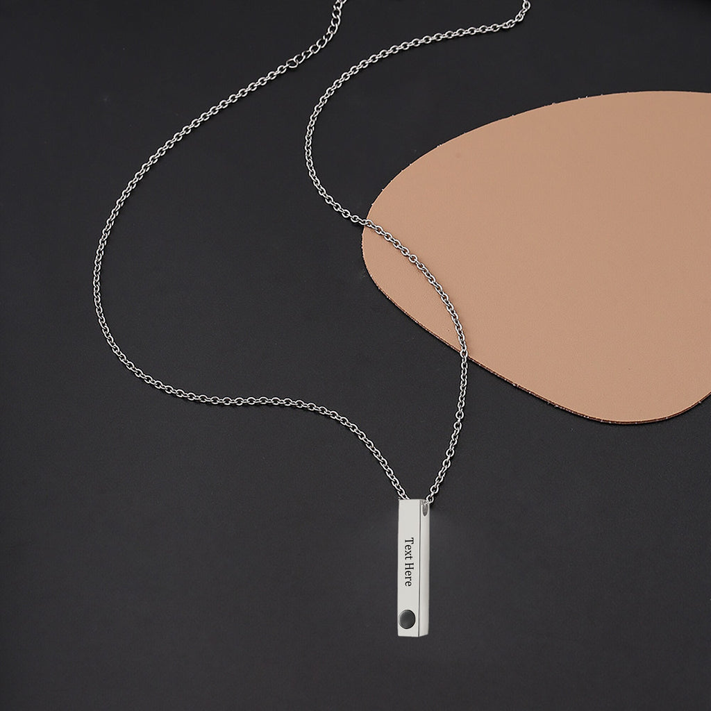 Personalized Photo Projection Stereo Bar Necklace Creative Rectangle Pendant