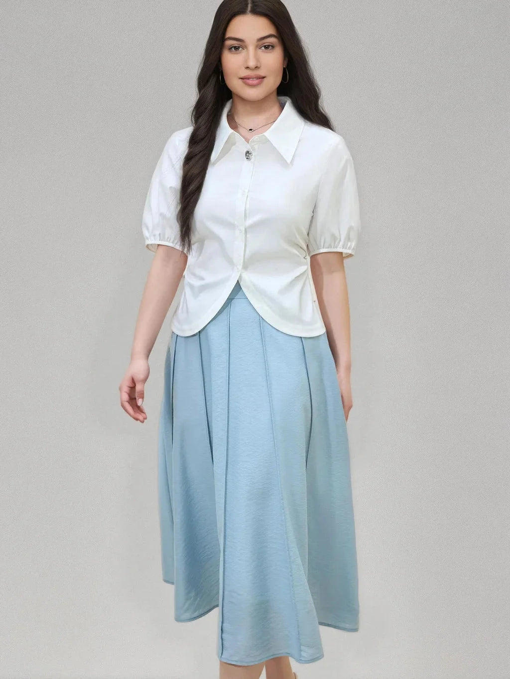 Elegant Short-Sleeve Summer Shirt Slim Fit Casual Top