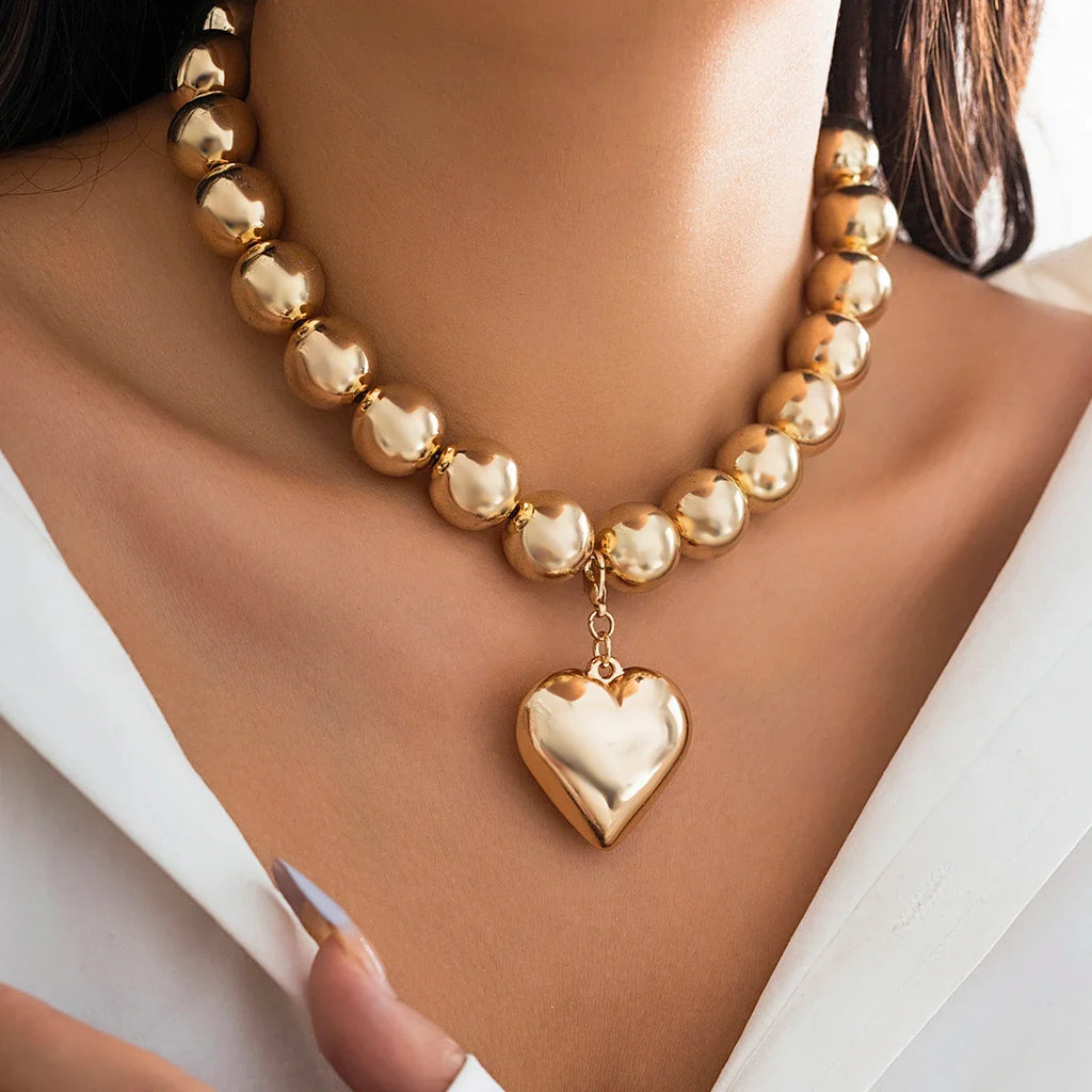ball chain necklace Heart Pendant Choker Collar