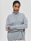 Elegant Oversized Black Turtleneck Sweater for Women