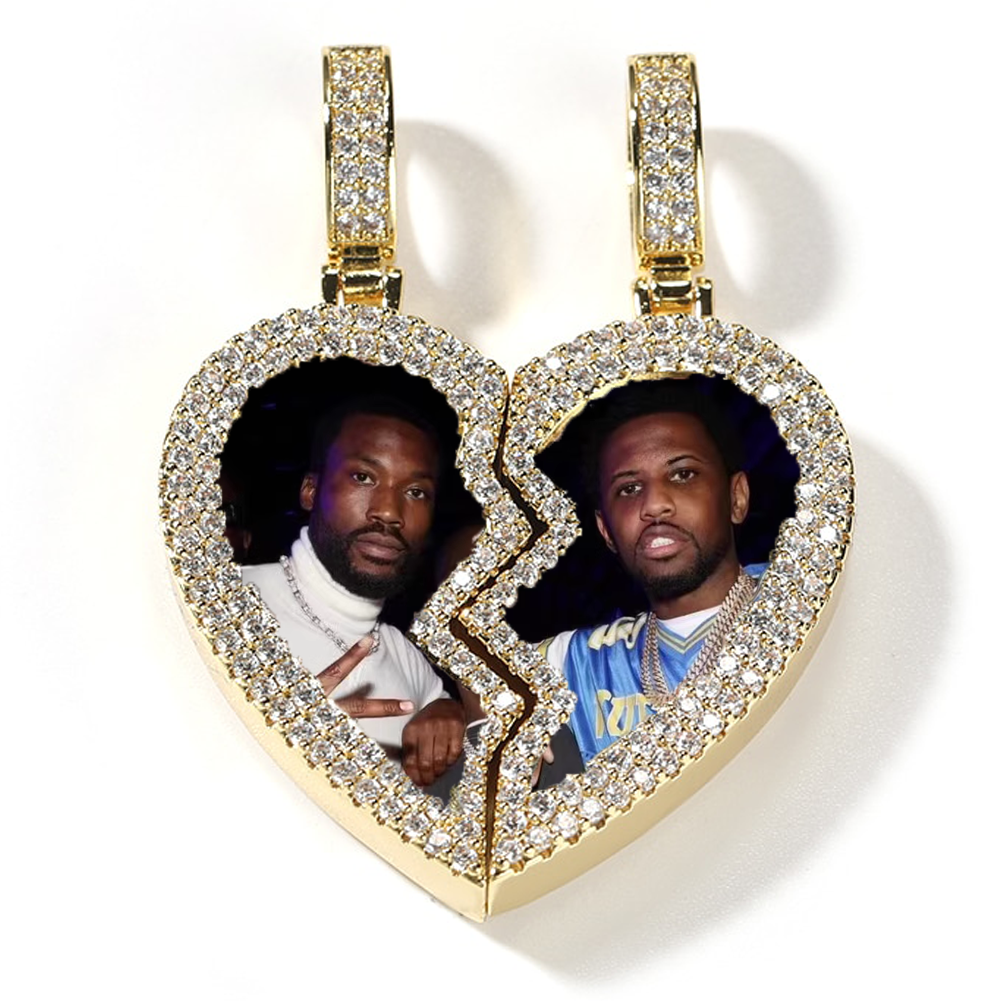 magnetic necklace for couples custom heart photo pendant