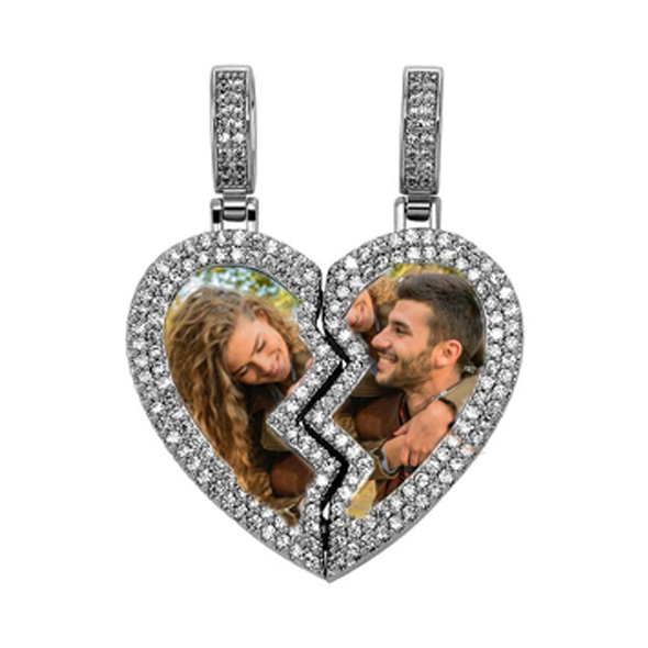 magnetic necklace for couples custom heart photo pendant