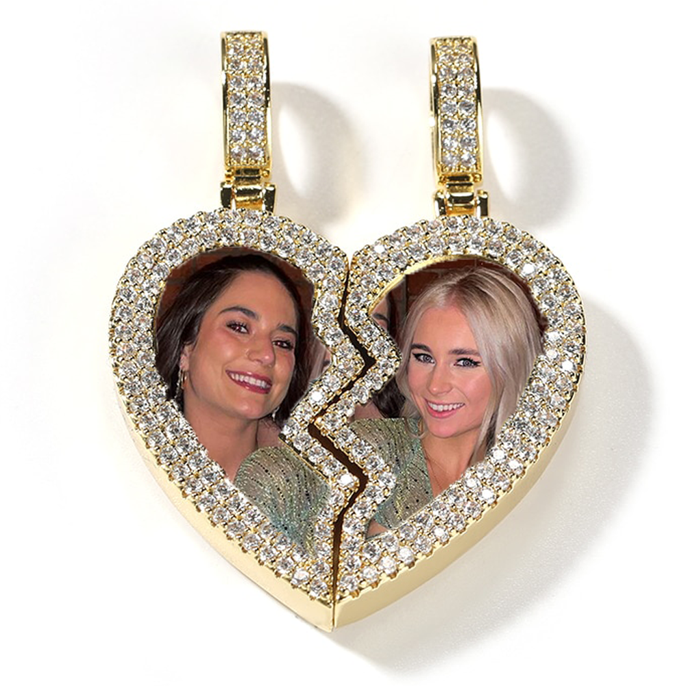 magnetic necklace for couples custom heart photo pendant