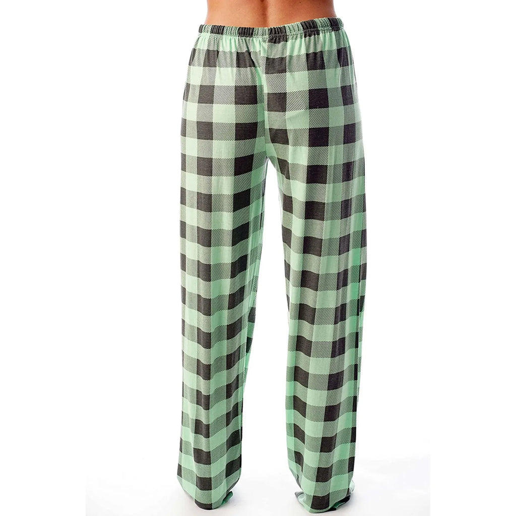 Women Christmas Pajama pants Autumn Winter Plaid Printed Pants