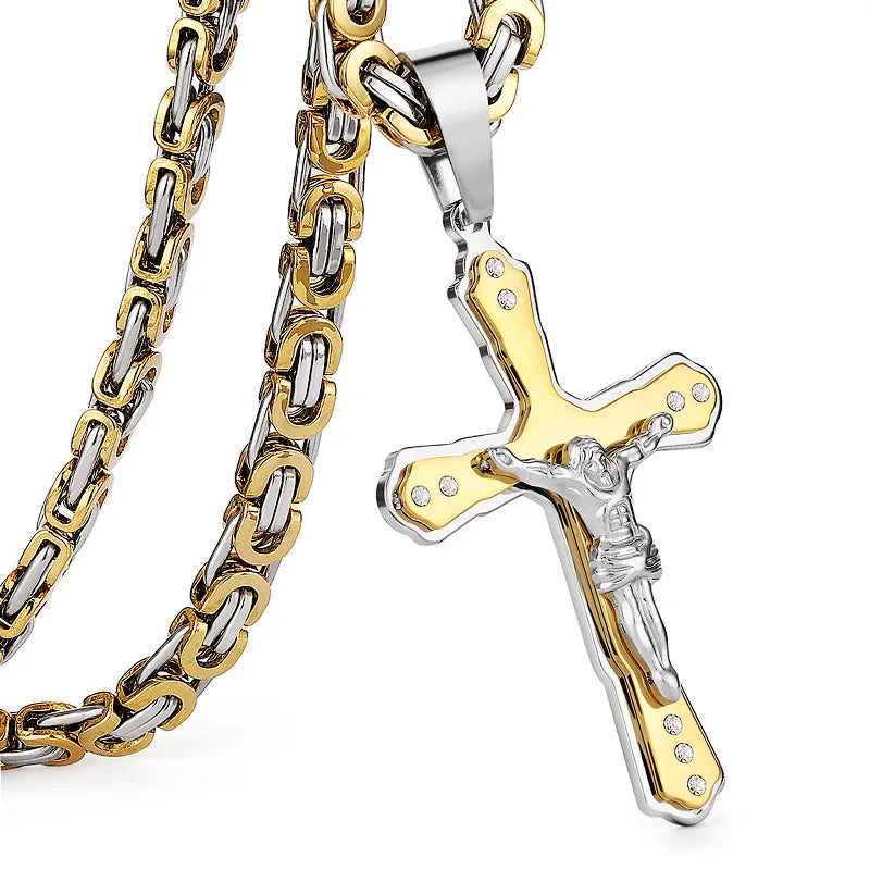 mens gold Jesus Christ Holy chain necklace