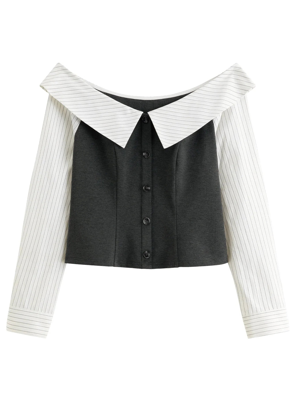 Spring Fashion Off Shoulder Crop Top & Mix Match Patchwork Jeans