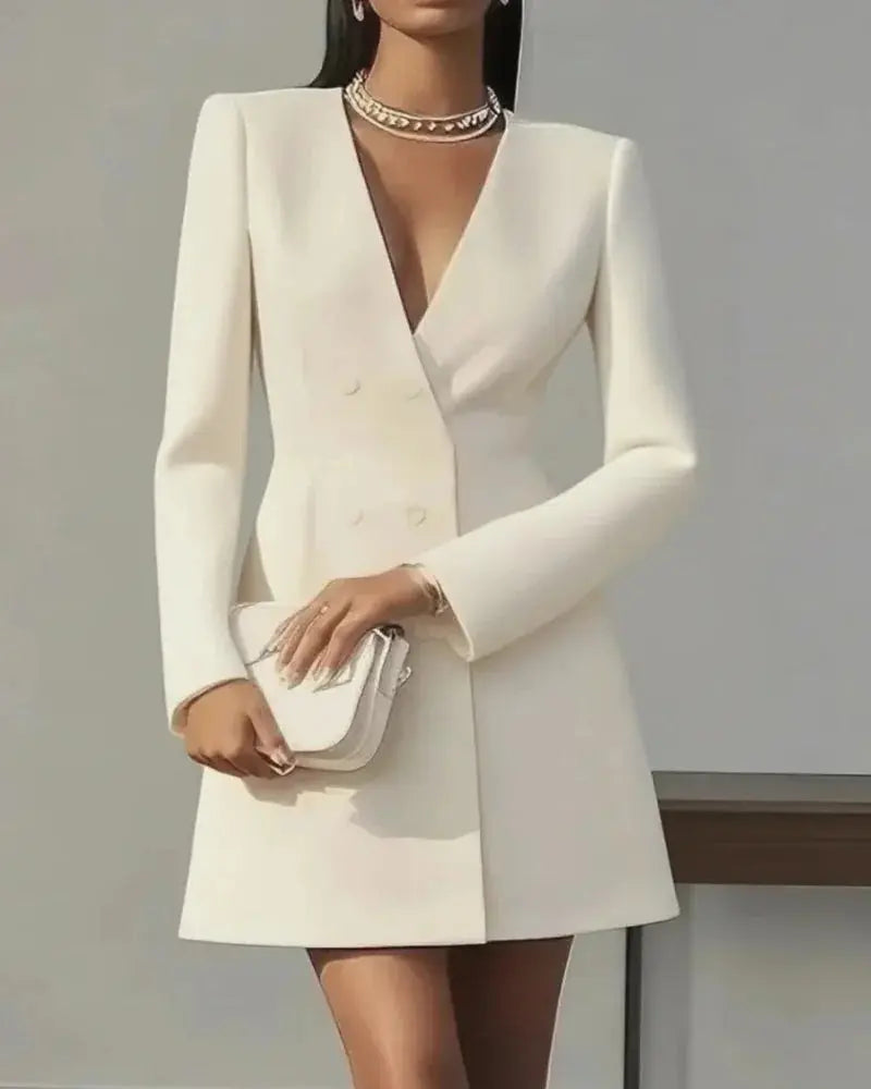 Long-Sleeved Double-Breasted Mini Dress
