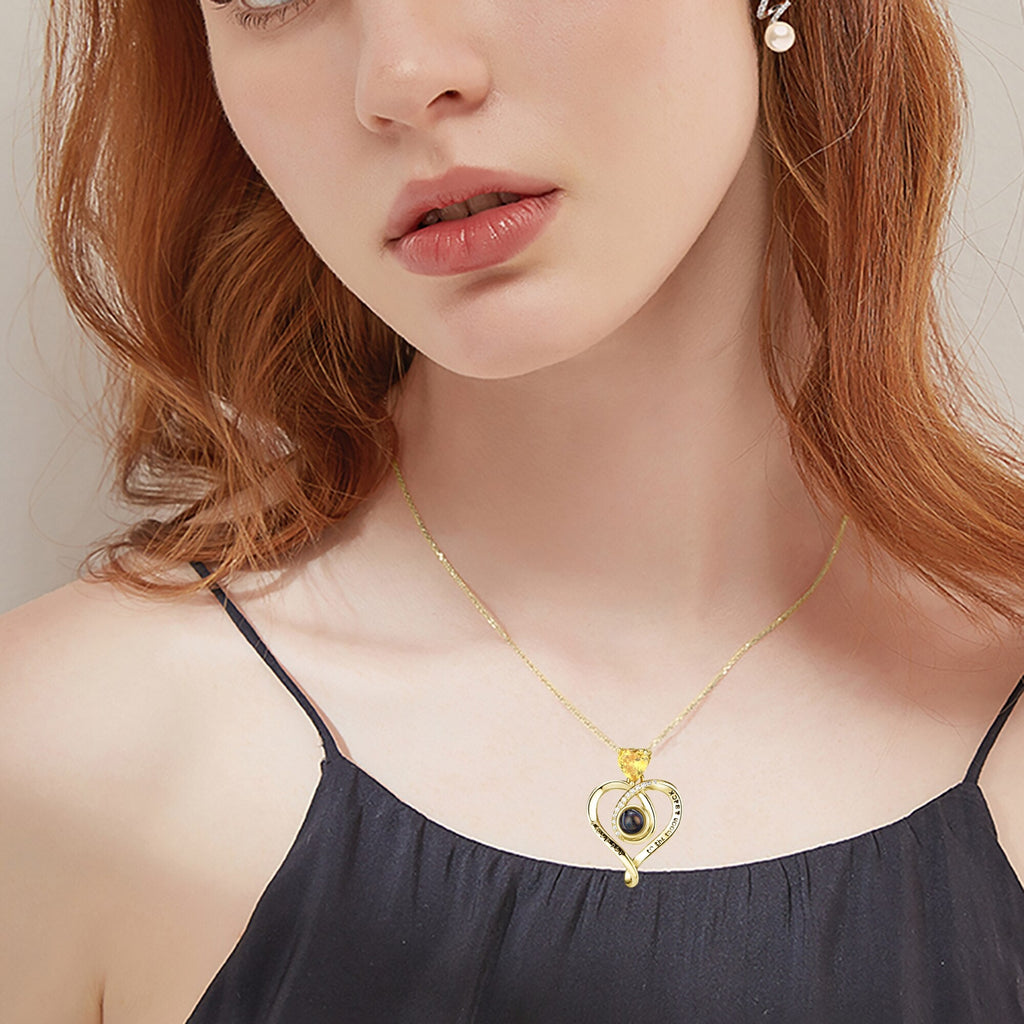 Love with customizable photosProjection Necklace Pendant Jewelry For Lover Girlfriend