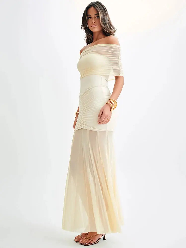 Backless Mesh Bodycon Long Dress