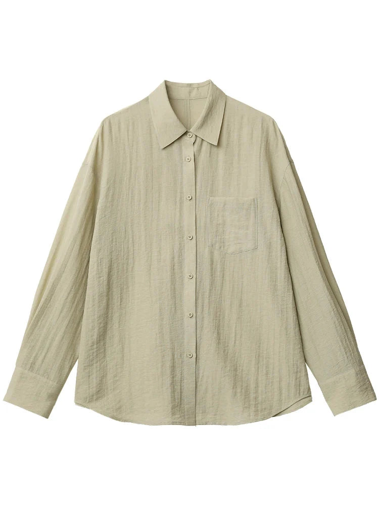 Back Hollow Out Long Sleeve Blouse Casual Loose Shirt