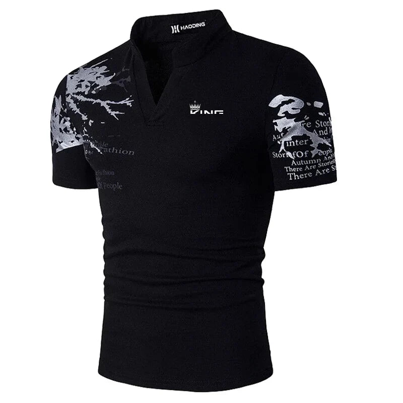 Men's Polo Shirt Golf Shirt Graphic Prints V Neck Outdoor Street Short Sleeves Print Clothing Sports Fashion Streetwear Designer