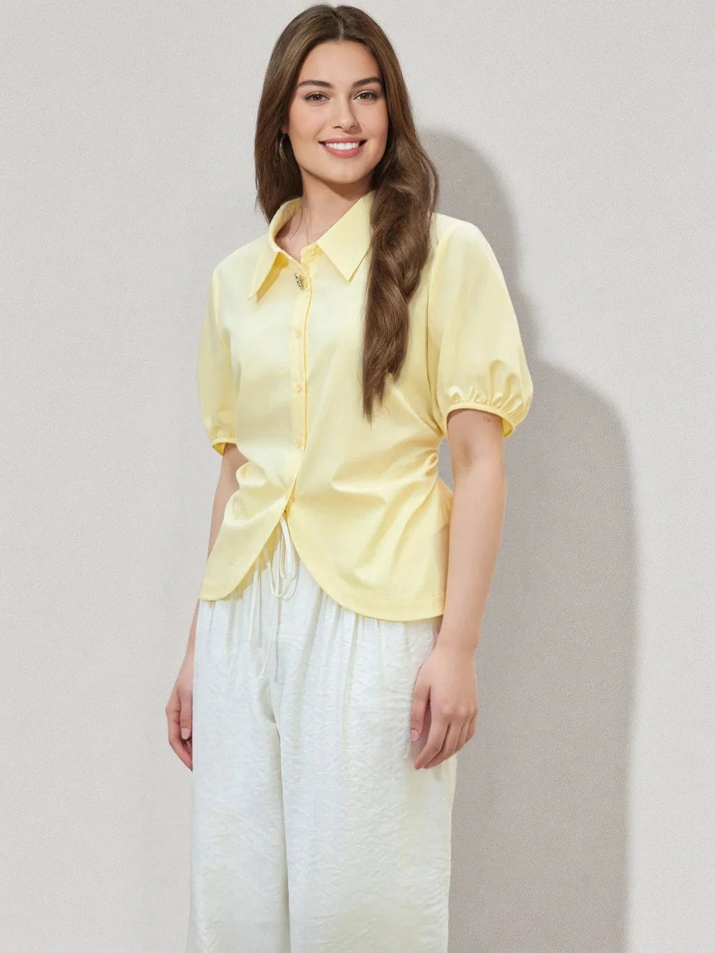 Elegant Short-Sleeve Summer Shirt Slim Fit Casual Top