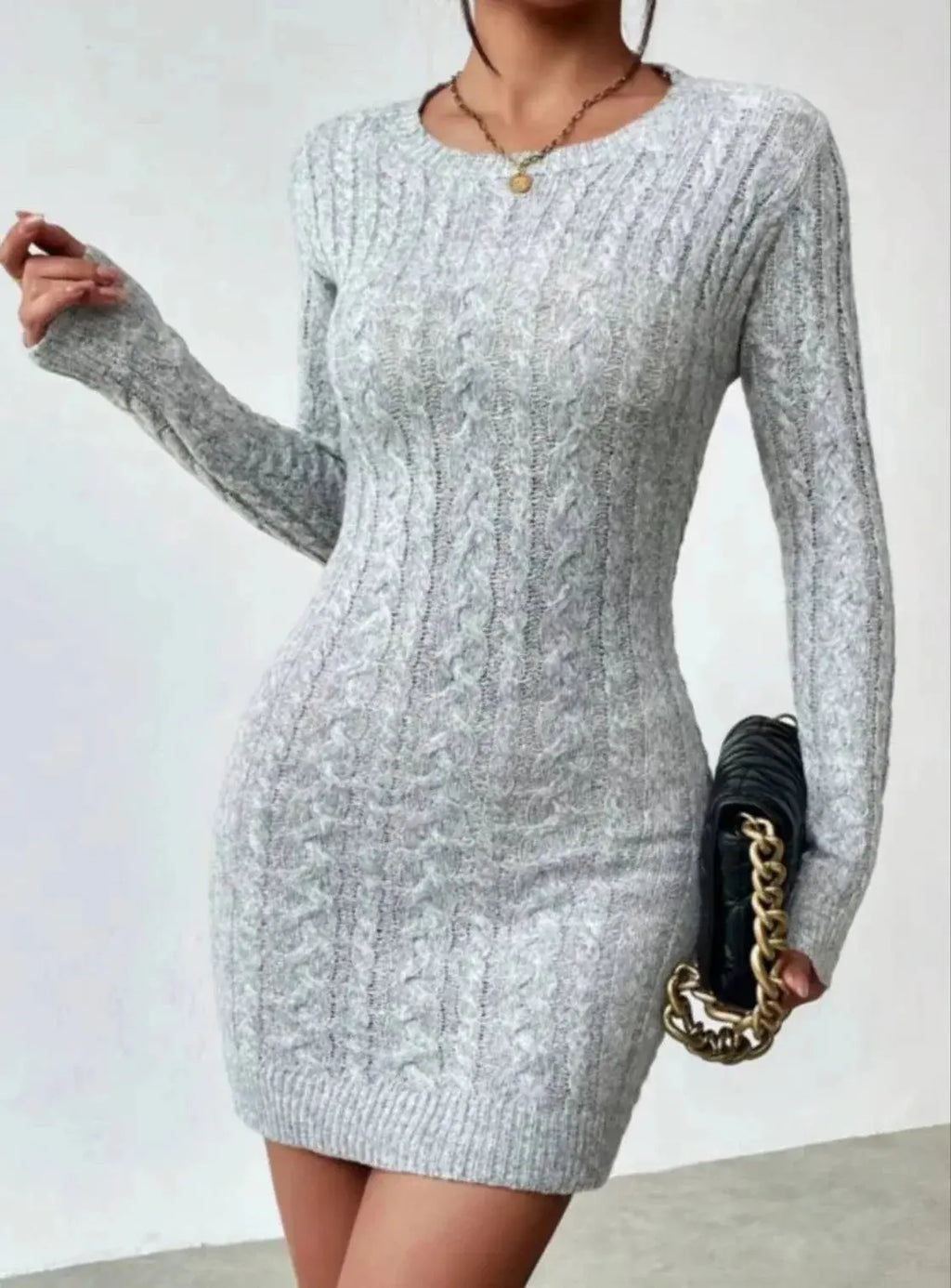Niche Knit Crew Neck Mini Dress