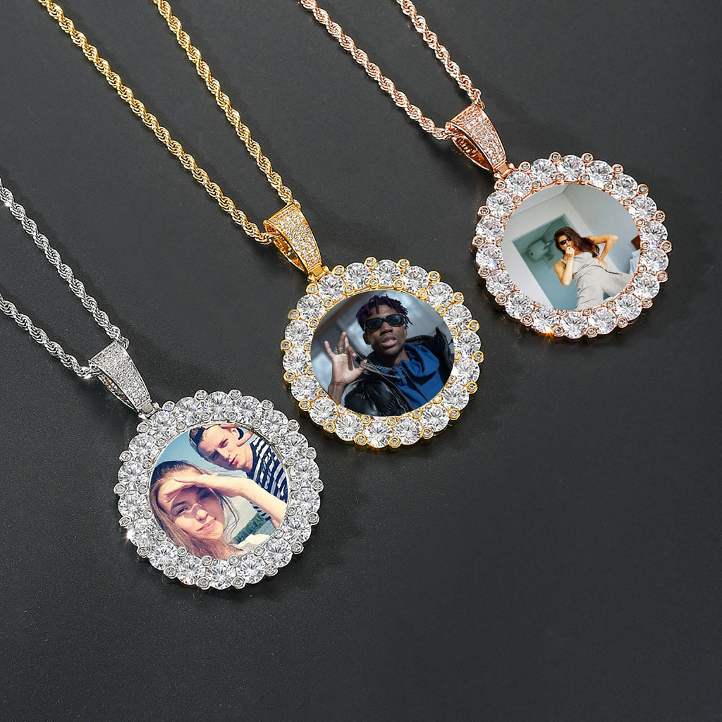 Customizable photoMen's Fashion Inlaid Exquisite Micro-dense Zircon Hip Hop Rock Party