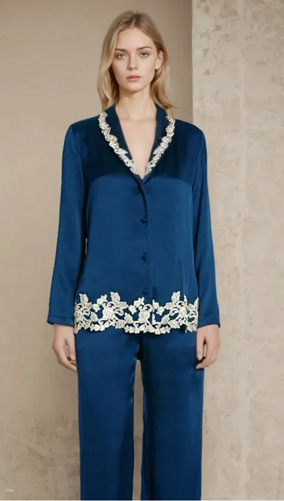 Women’s 2-Piece Mulberry Silk Pajama Set Silk Nightwear