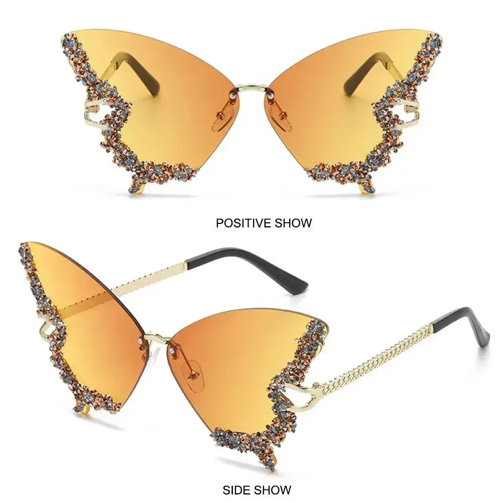 Vintage Oversized Diamond Butterfly Sunglasses Ladies Shades Purple Sunglasses for Women Bling Sun Glasses