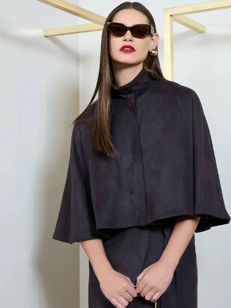 High-Neck Cropped Autumn Outerwear