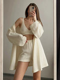 Women's Sleepwear 3-Piece V-Neck Pajama Set