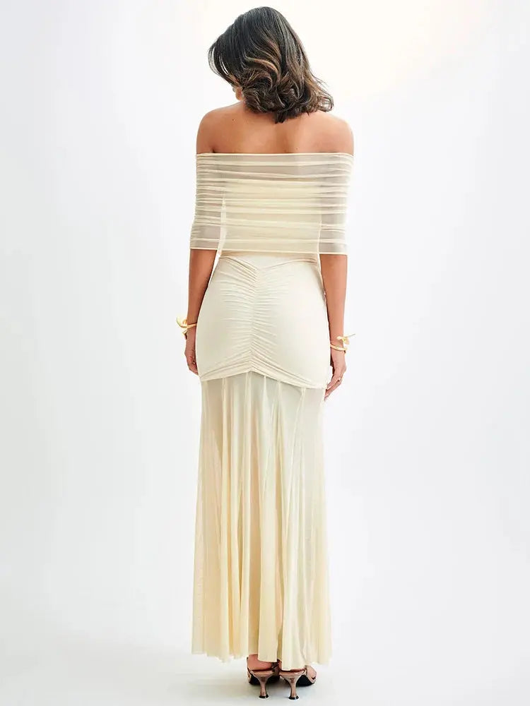 Backless Mesh Bodycon Long Dress