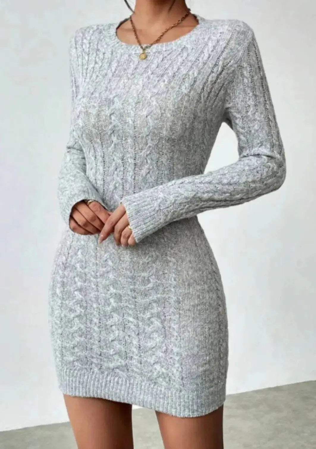 Niche Knit Crew Neck Mini Dress
