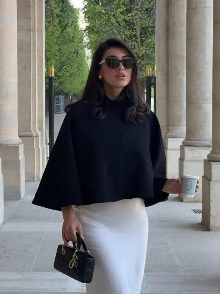 High-Neck Cropped Autumn Outerwear