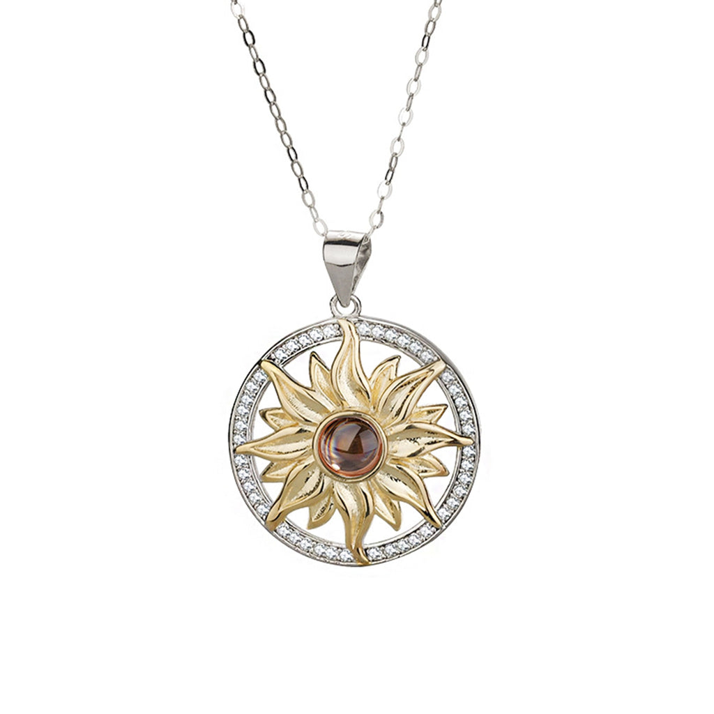Custom SunFlower Projection Necklace Personalized Lover Keepsake Jewelry