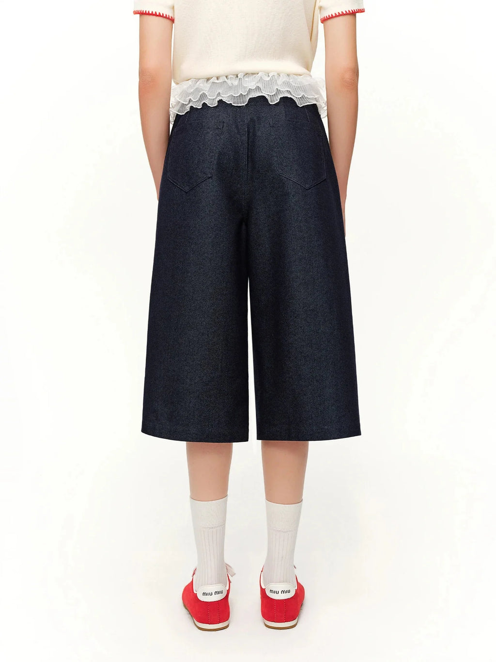 Women's Lace Overlay Cropped Jeans High Waist Straight Leg