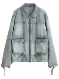 Loose Casual Blue Denim Jacket Spring Autumn Outerwear