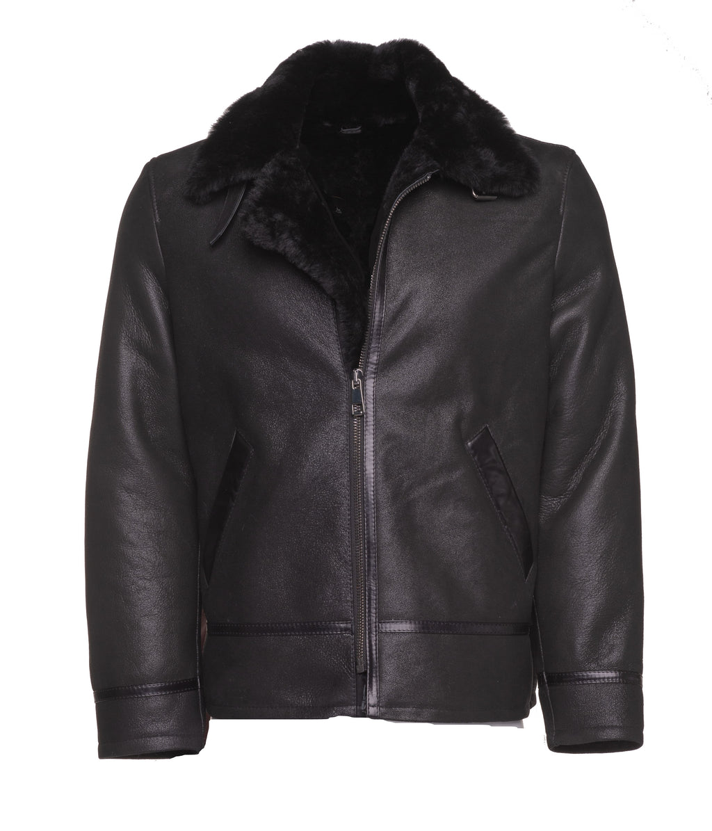 Black B3 Bomber Aviator Shearling Jacket
