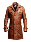 Tan Brown Leather Coat for Men