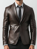 Tommy Brown Leather Blazer – Classic Leather Blazer for Men