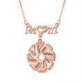 Personalized Diamond Mom Necklace With Crystal Baby Feet Engraved Names Pendant