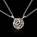 2Pcs Simple Matching Sun Moon Pendant Couple Necklace I Love You Jewelry