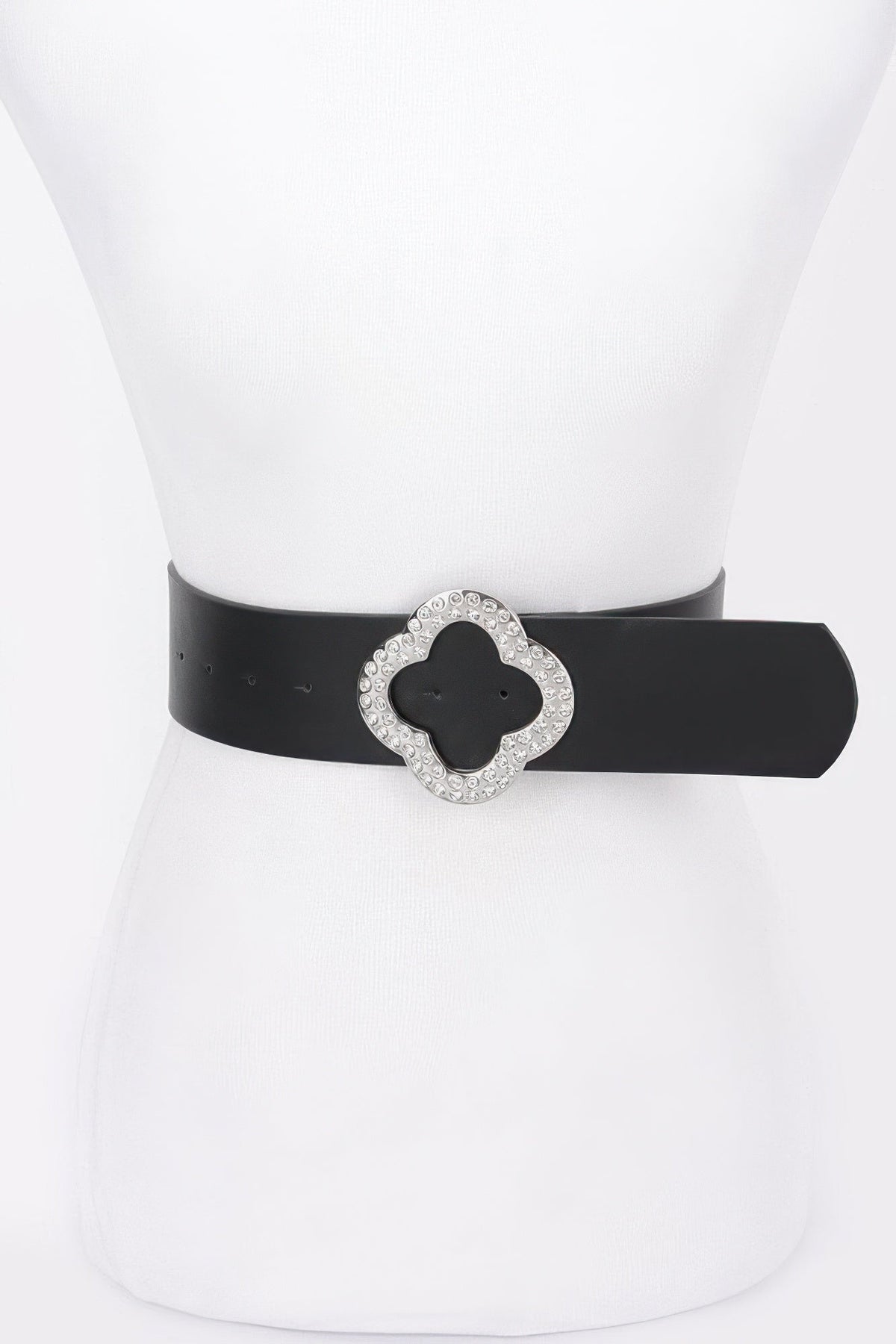 Rhinestone Metal Buckle Metallic Stretch Belt