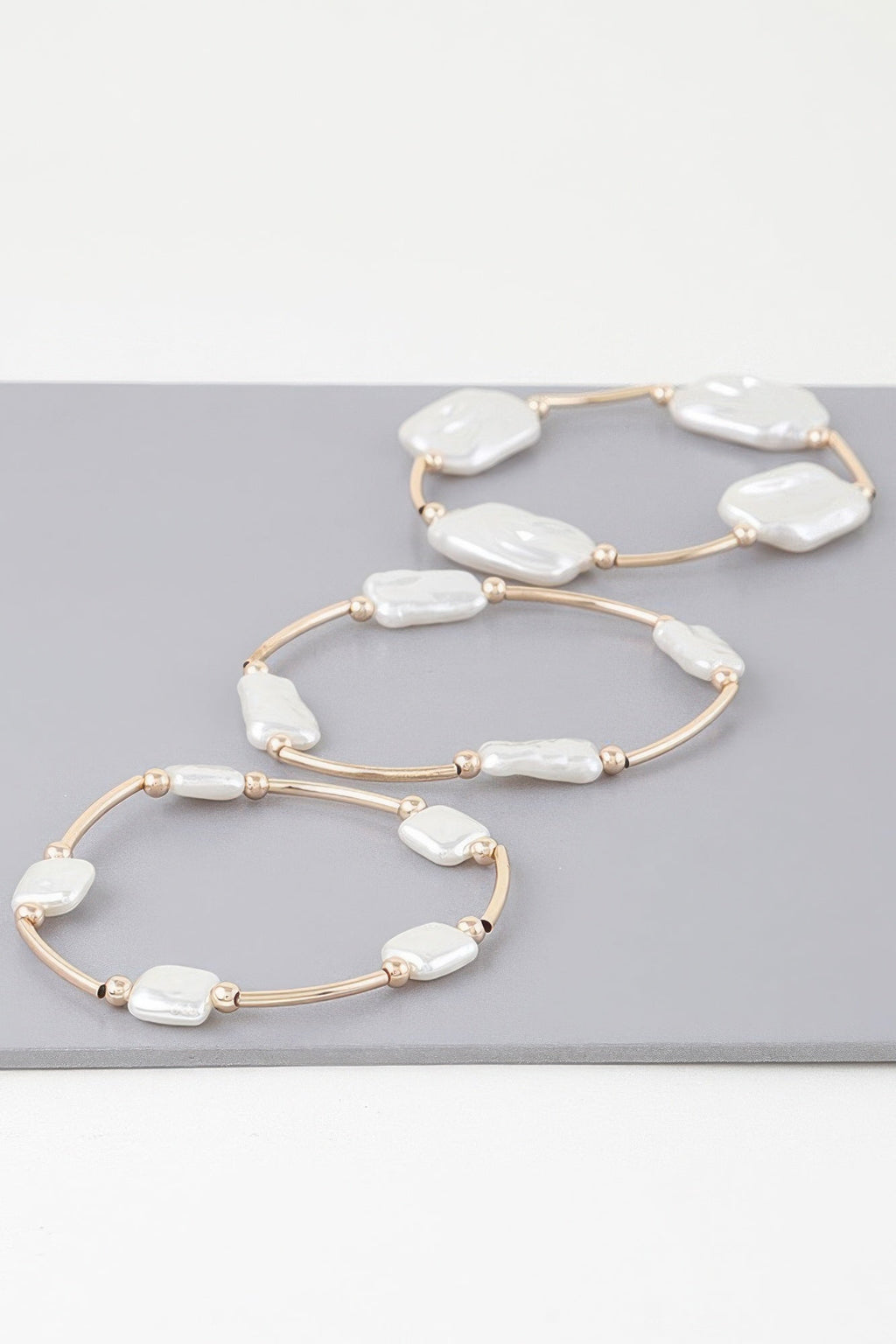 Multi Abstract Pearl Stone Tube Bracelet