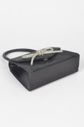 Rhinestone Ribbon Top Handle Bag
