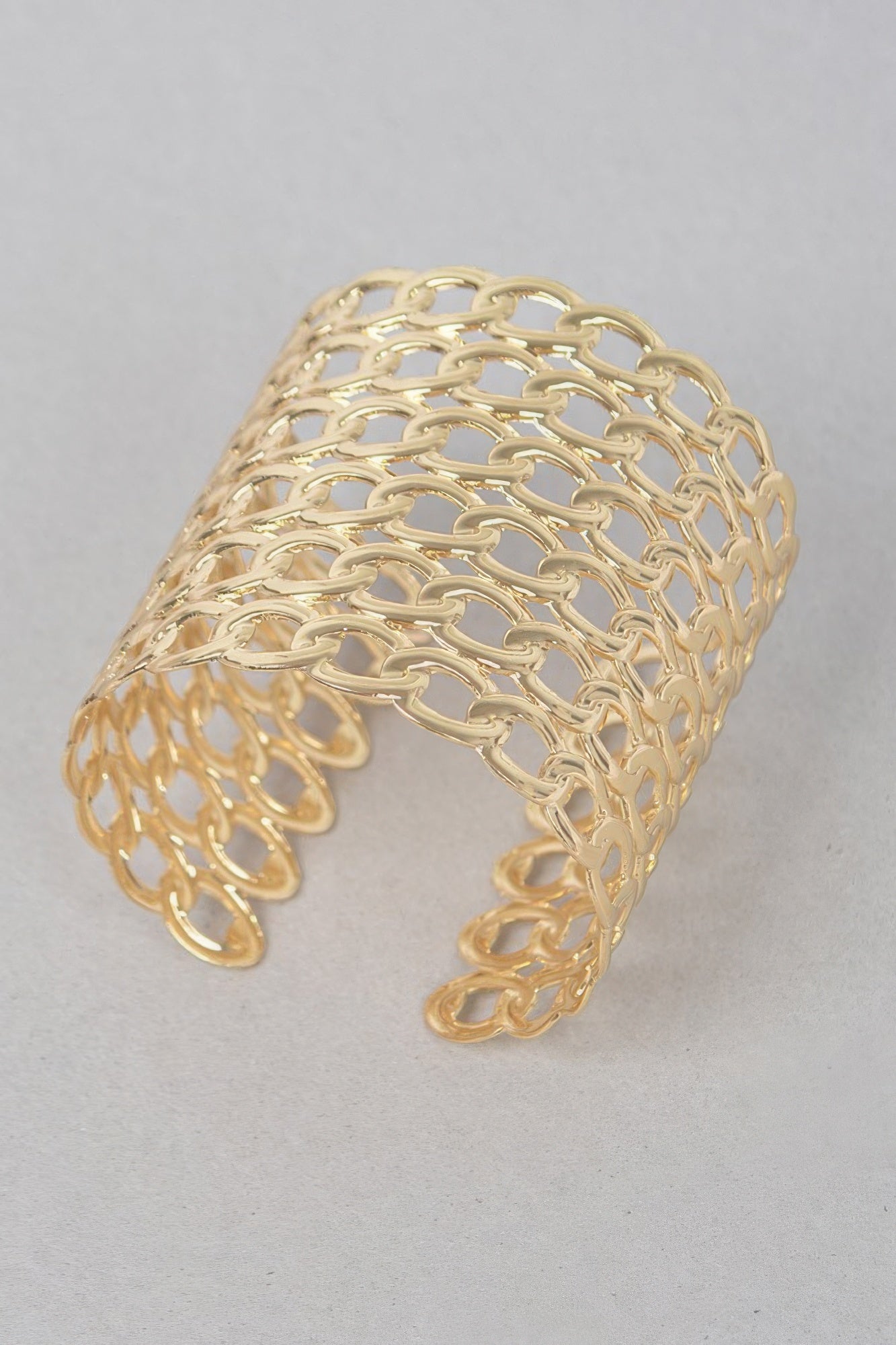 Wide Chain Metal Cuff Bracelet
