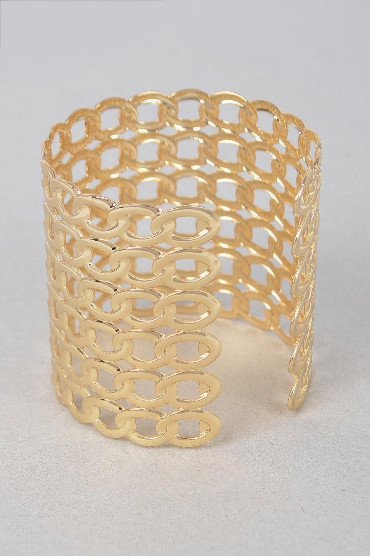 Wide Chain Metal Cuff Bracelet
