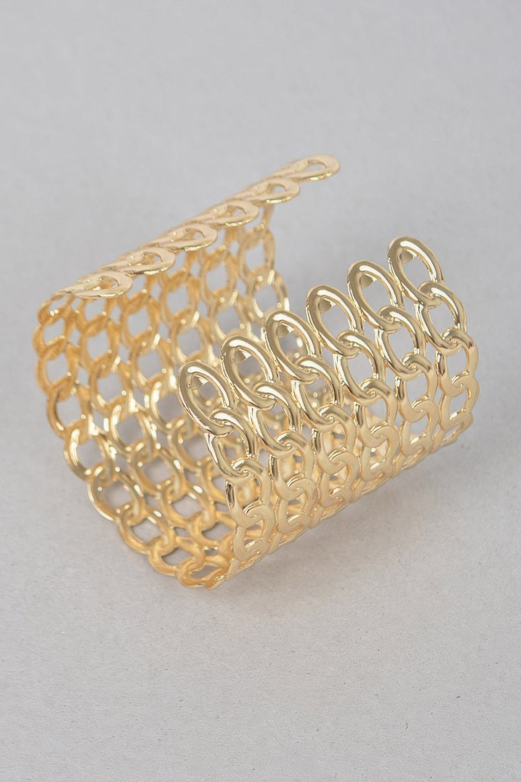 Wide Chain Metal Cuff Bracelet