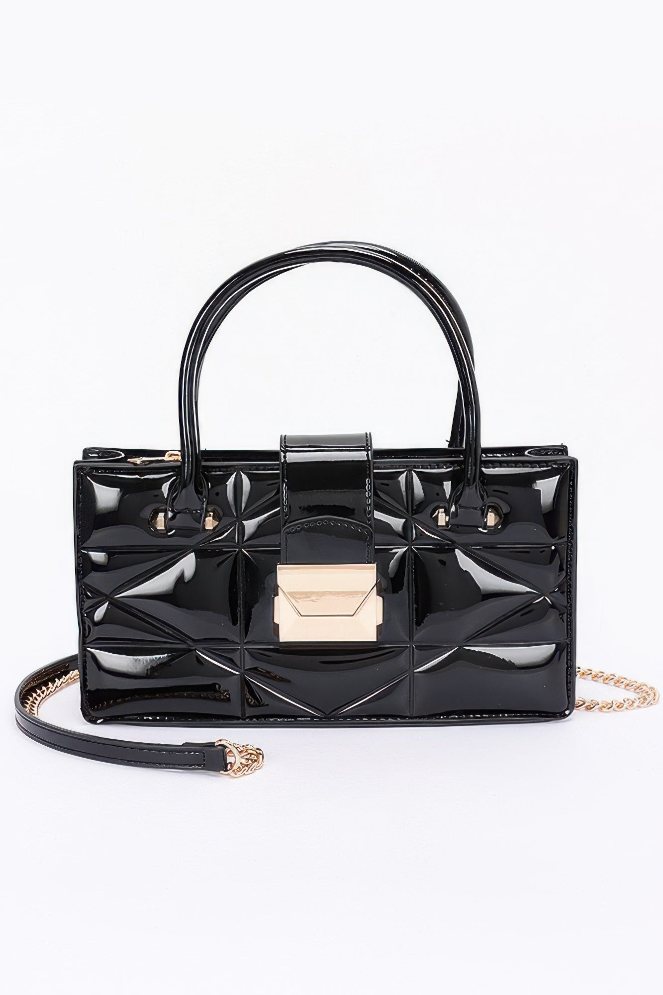 Embossed Enamel Handle Clutch